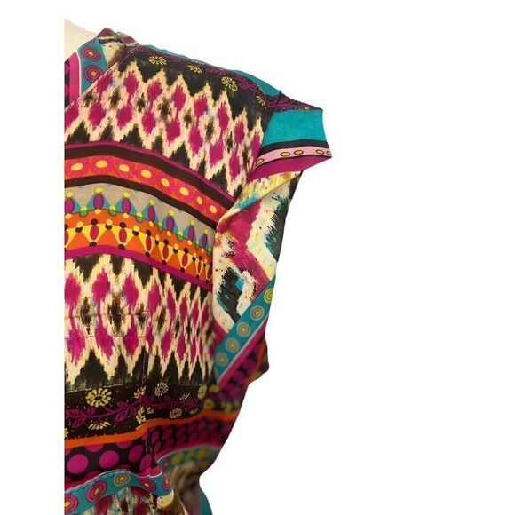 Hale Bob Anthropologie Blouse Sleeveless Top Multicolor Boho Size S Asymmetric - Picture 3 of 9